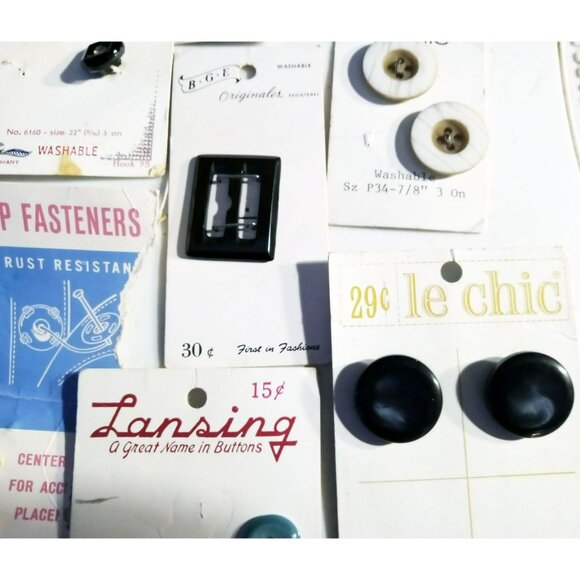 Buttons Fastener Collection Vintage Le Chic Lansing La Petite BGE Original Craft - Picture 6 of 13